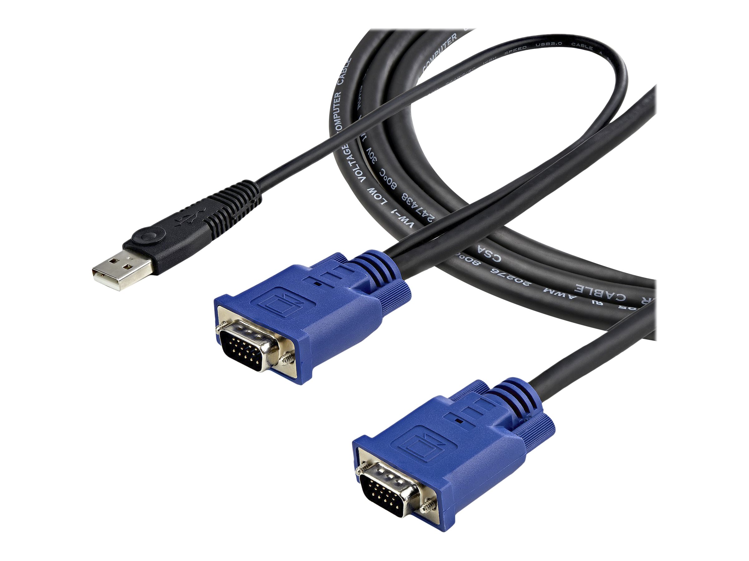 StarTech.com 3m 2-in-1 PS/2 USB KVM Kabel - Kabelsatz für KVM Switch / Umschalter - Video- / USB-Kabel - USB, HD-15 (VGA) (M) zu HD-15 (VGA) (M) - 3.05 m - Schwarz - für P/N: CAB831HDU, RACKCONS1908, SV1631DUSBUK, SV565DUTPU, SV565UTPUL, SV831DUSBUK