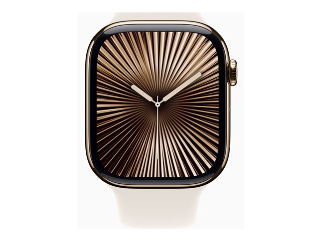 Apple Watch Series 10 GPS + Cellular 42mm Gold Titanium Case mit Starlight Sport Band - S/M (MX063QF/A)