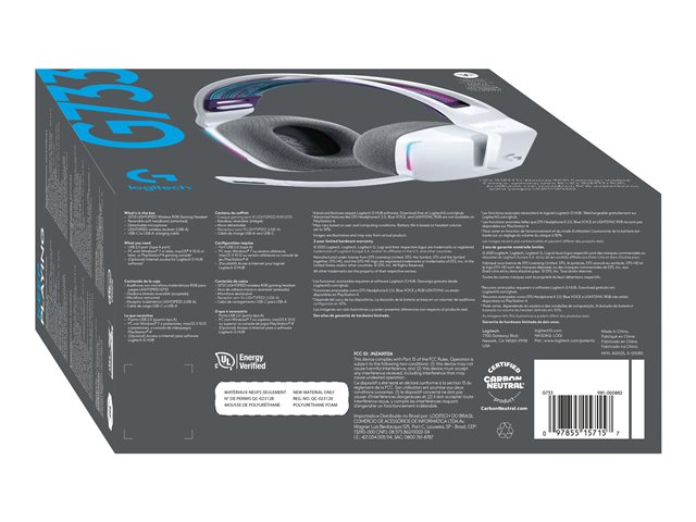 Logitech G G733 LIGHTSPEED Wireless RGB Gaming Headset - Headset - ohrumschließend - 2,4 GHz - kabellos - weiß