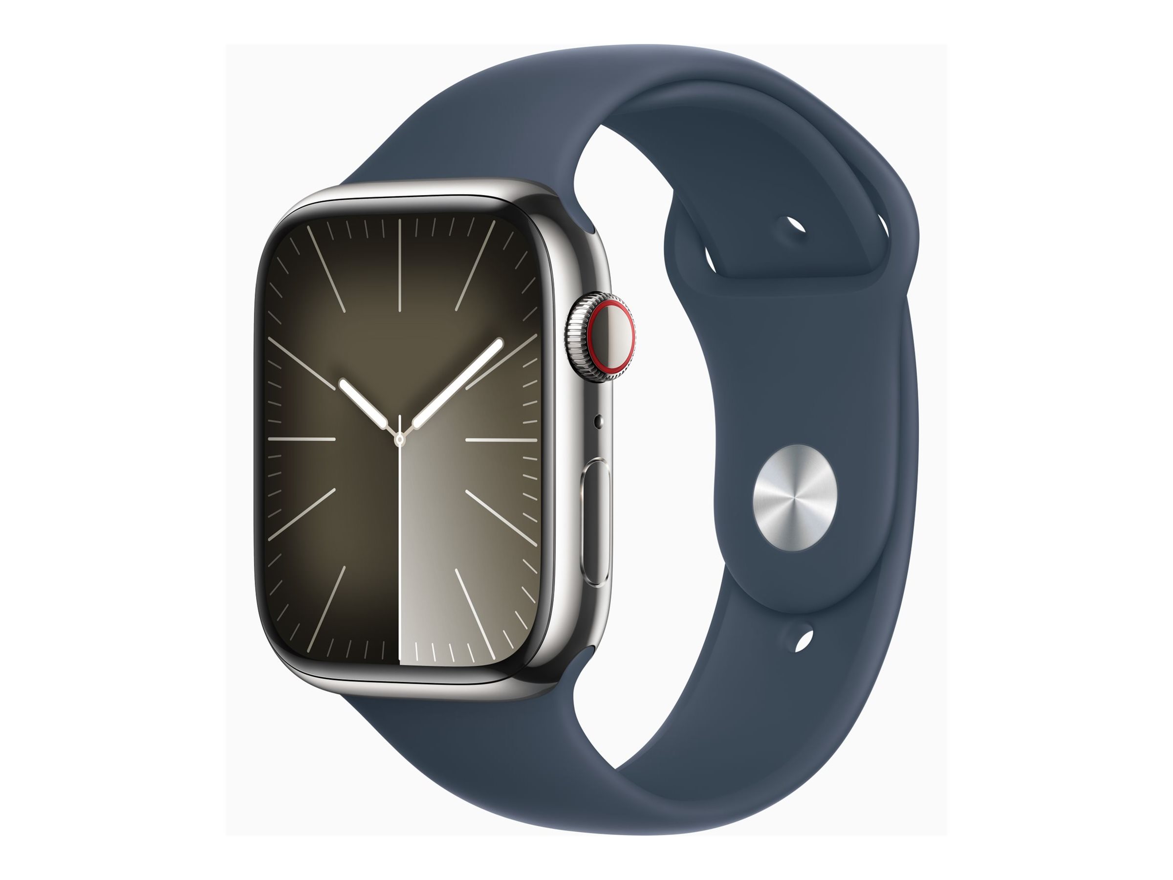 Apple Watch Series 9 (GPS + Cellular) - Silver Edelstahl - intelligente Uhr mit Sportband - Storm Blue - 64 GB