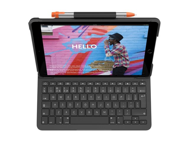 Logitech Slim Folio - Tastatur und Foliohülle - QWERTY - GB - Oxford Gray Eingabegerät