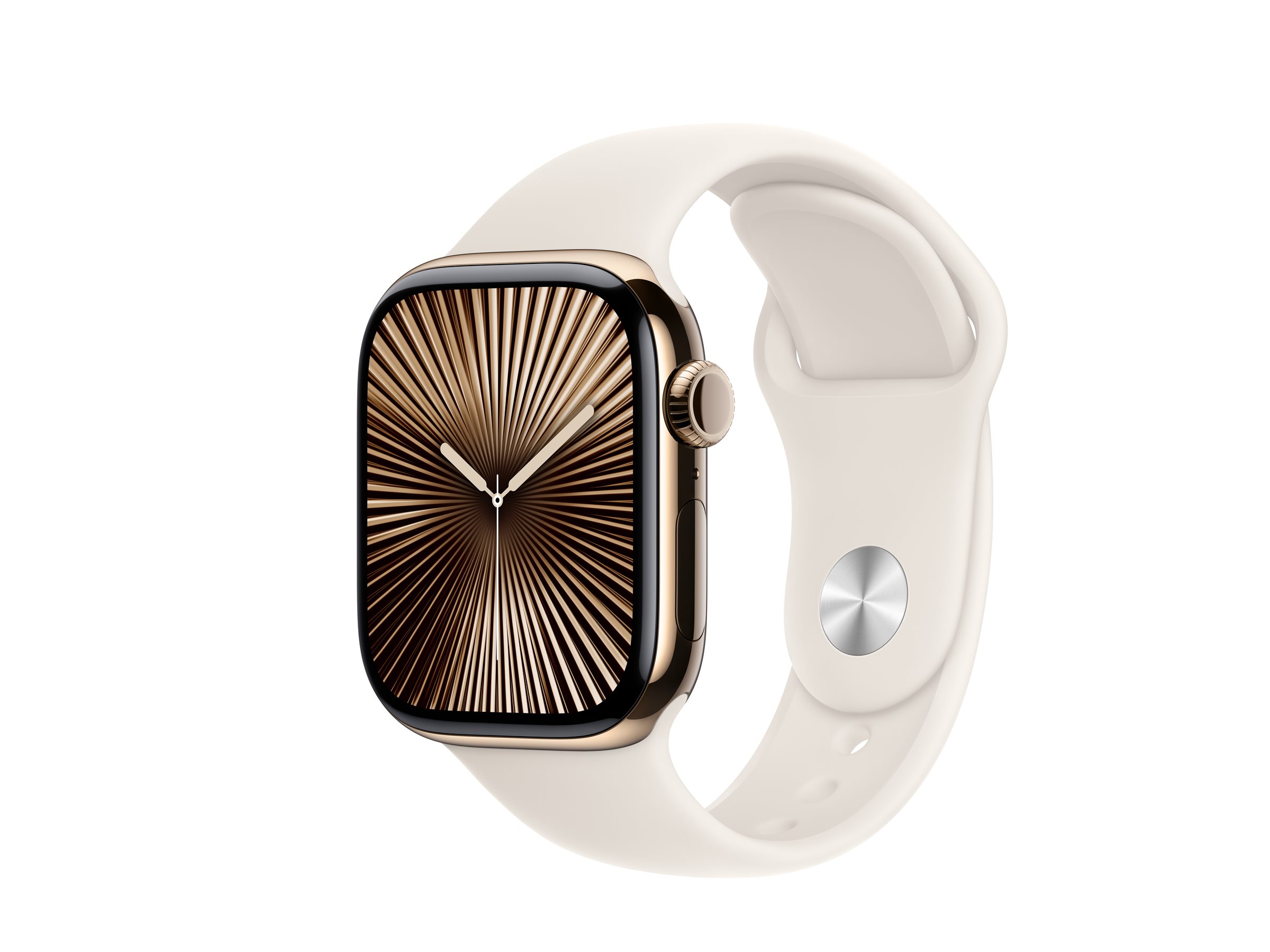 Apple Watch Series 10 GPS + Cellular 42mm Gold Titanium Case mit Starlight Sport Band - M/L (MX073QF/A)