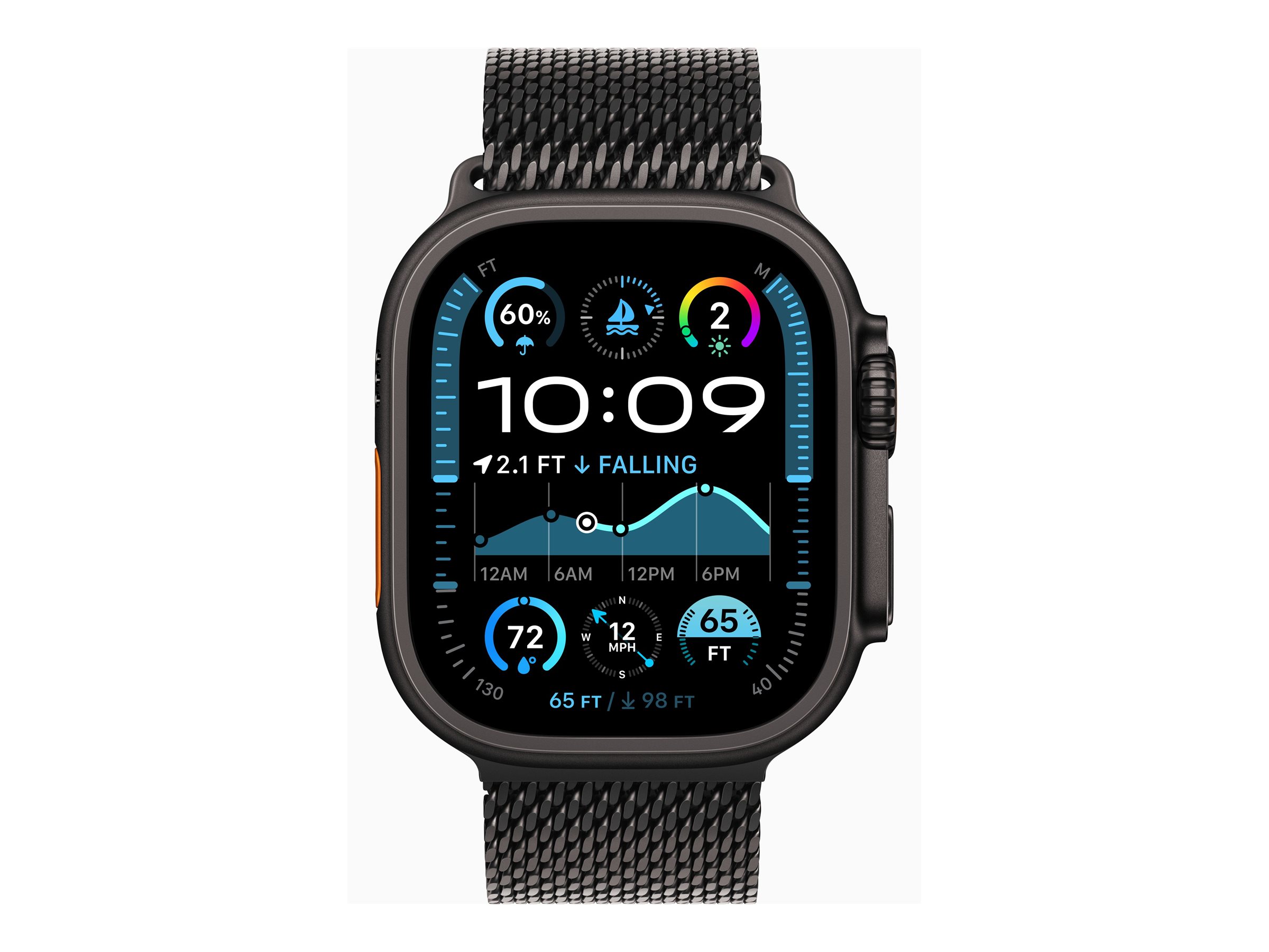 Apple Watch Ultra 2 GPS + Cellular 49mm Black Titanium Case mit Black Titanium Milanese Band - L (MX5V3FD/A)