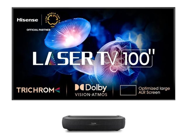 Hisense Laser TV 100L9HD - DLP-Projektor - Ultra Short-Throw - Wi-Fi / Bluetooth / LAN - Schwarz
Dunkelgrau - mit 100" 4K ALR Projektionsleinwand