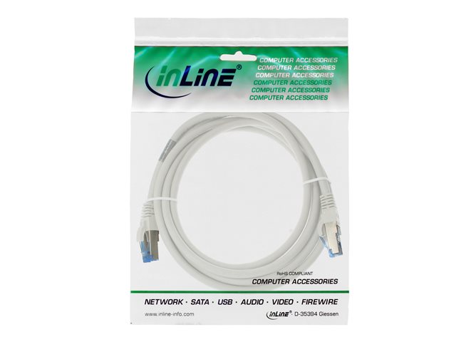 InLine - Patch-Kabel - RJ-45 (M) zu RJ-45 (M) - 1.5 m - SFTP, PiMF - CAT 6a - halogenfrei, ohne Haken - weiß