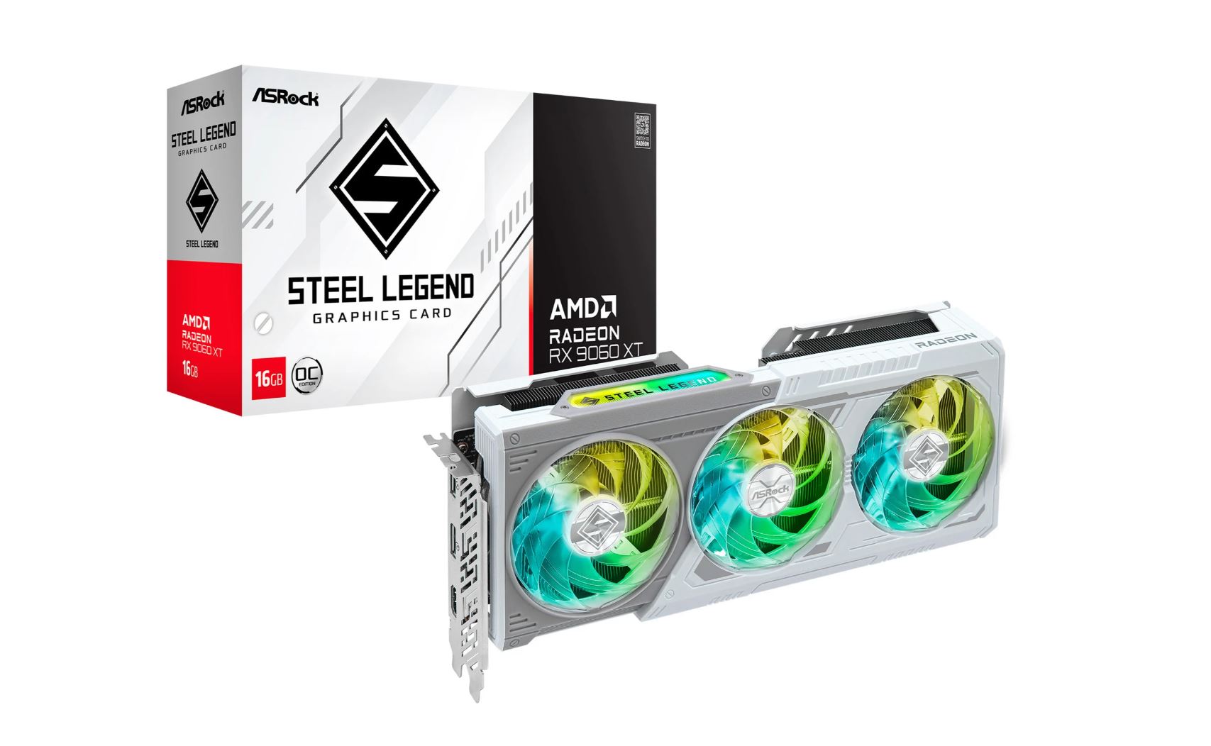 ASRock Steel Legend Radeon RX 9060 XT OC, Radeon RX 9060 XT, 8 GB, GDDR6, 128 Bit, 7680 x 4320 Pixel, PCI Express x16 5.0