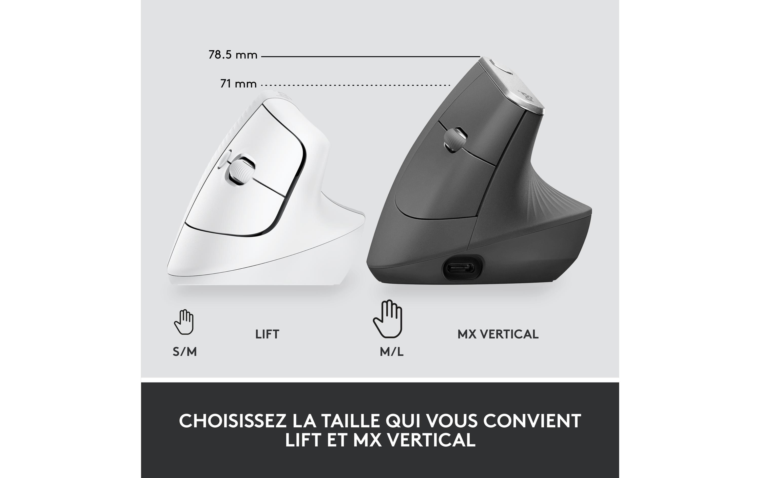 Logitech Ergonomische Maus Lift for Business Off-white
