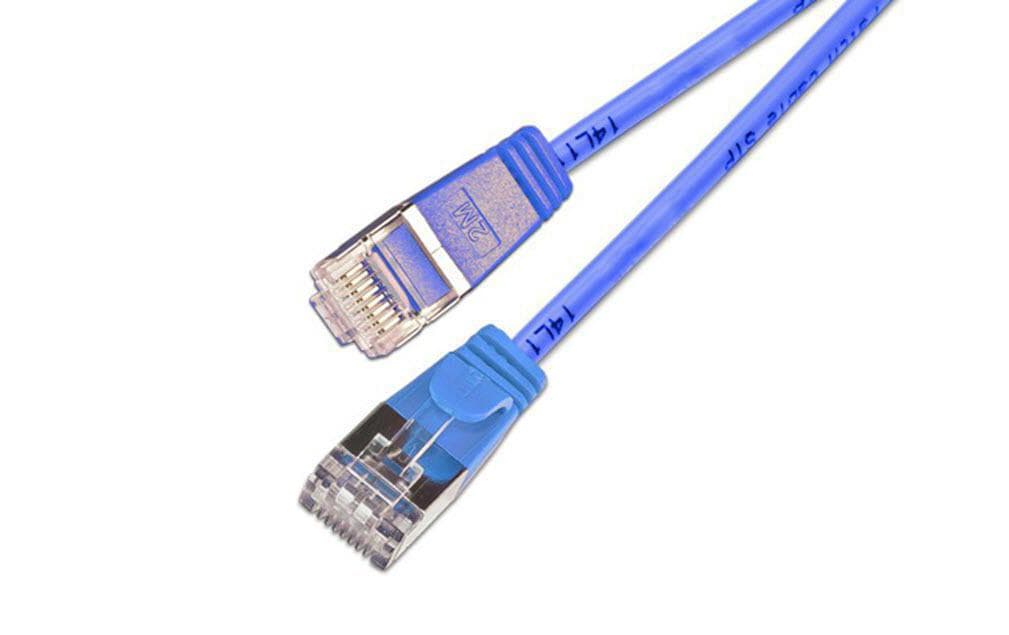 Wirewin Slim Light - Patch-Kabel - RJ-45 (M) zu RJ-45 (M) - 15 cm - F/FTP, PiMF - CAT 6 - geschirmt, ohne Haken, verseilt - Blau
