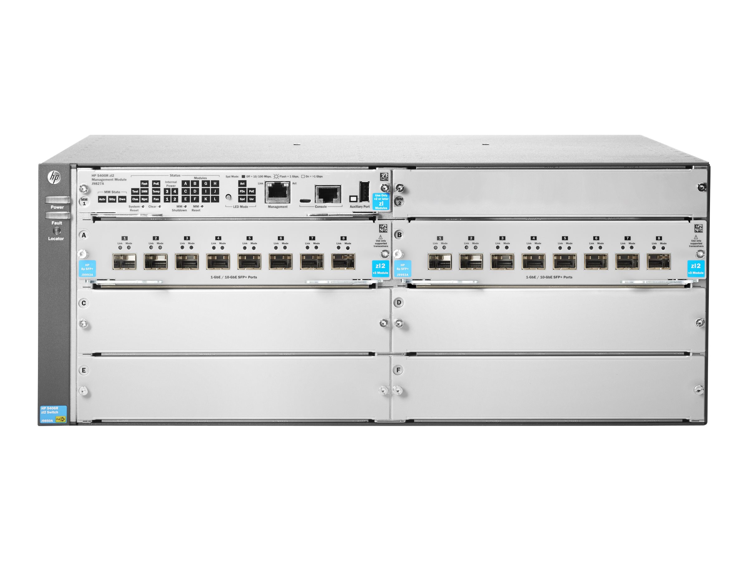 HPE Aruba 5406R 16-port SFP+ (No PSU) v3 zl2 - Switch - 16 Anschlüsse - managed - an Rack montierbar