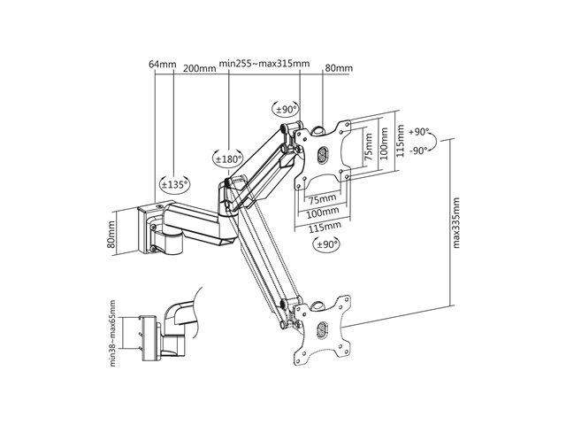 InLine Slatwall Montagekomponente - für LCD-Display - Grau / Silber