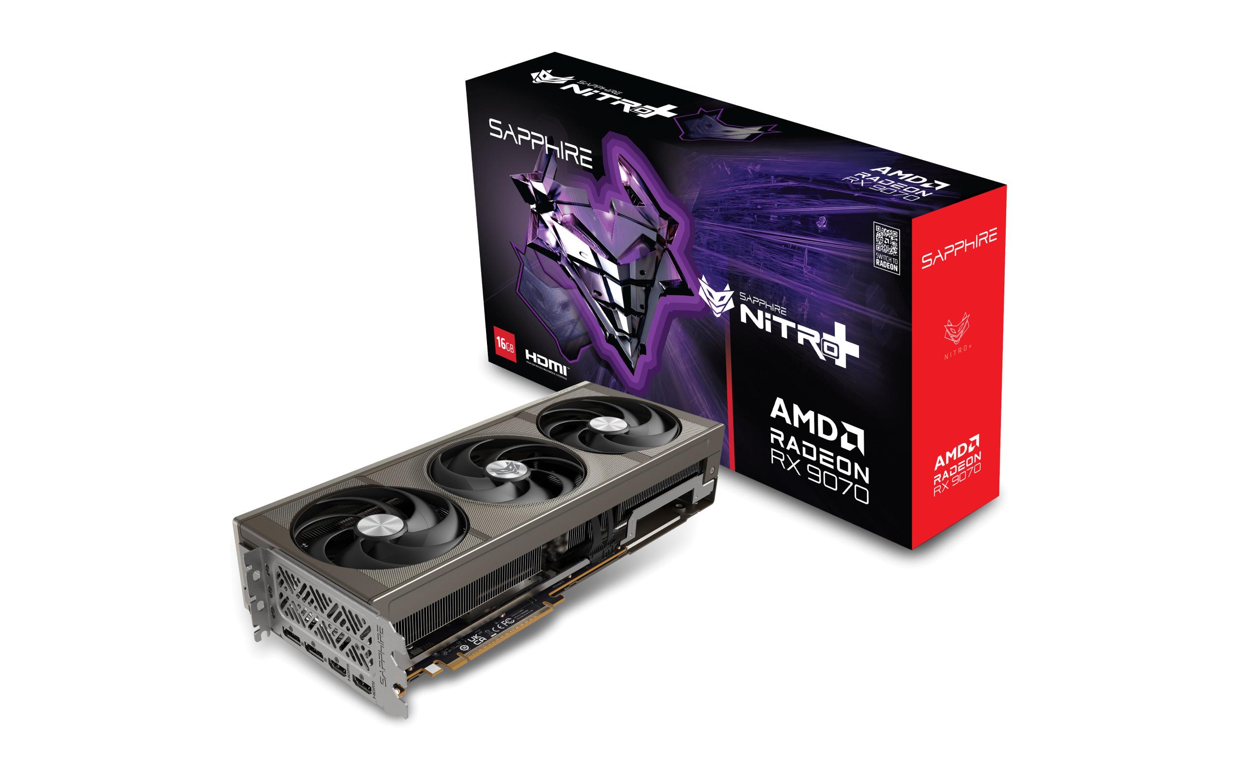 SAPPHIRE NITRO+ AMD RADEON RX 9070 GAMING OC Grafikkarte - 16GB GDDR6, 2x HDMI, 2x DP