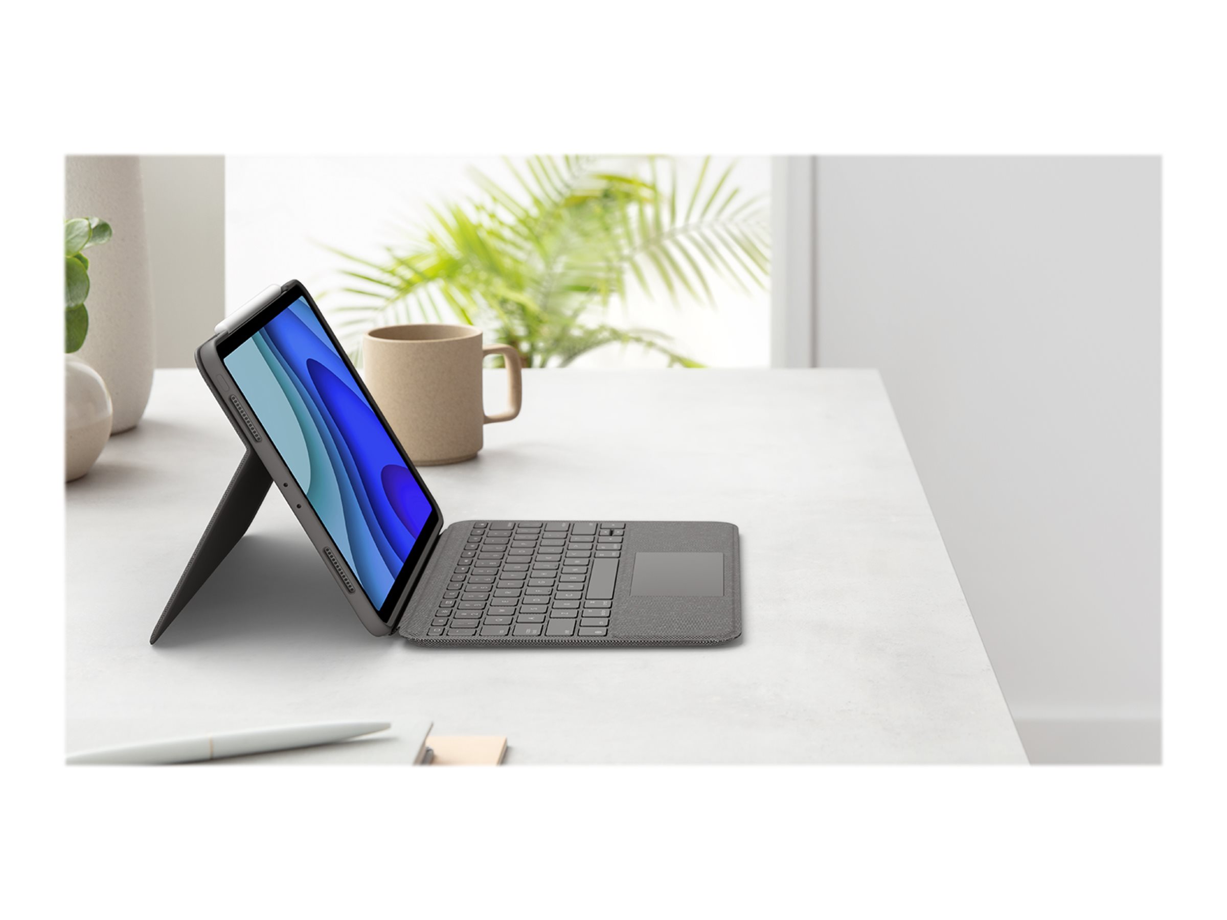 Logitech Folio Touch - Tastatur und Foliohülle - mit Trackpad - QWERTZ - Schweiz - Oxford Gray Eingabegerät