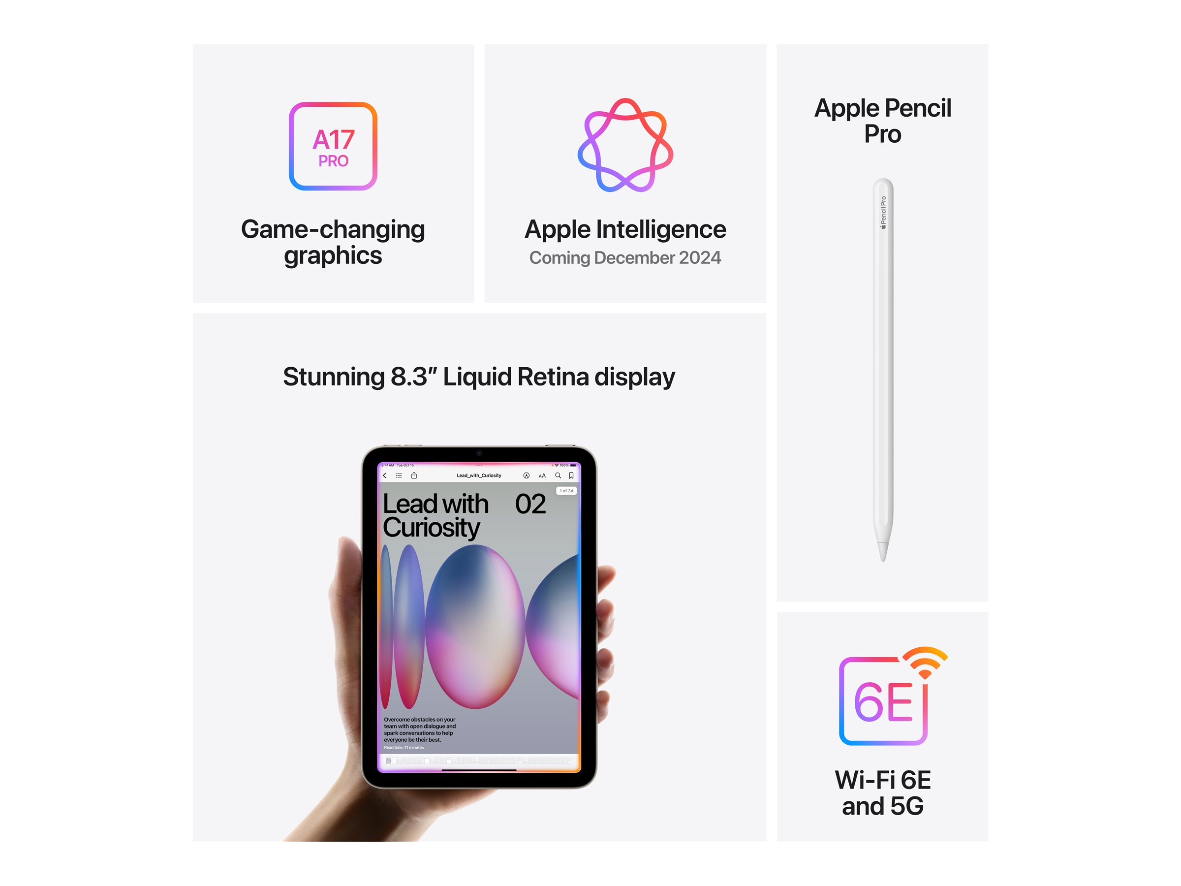 Apple iPad mini A17 Pro Wi-Fi + Cellular - Tablet - 512 GB - 21.1 cm (8.3") IPS (2266 x 1488) - 3G, 4G, 5G - Space-grau
