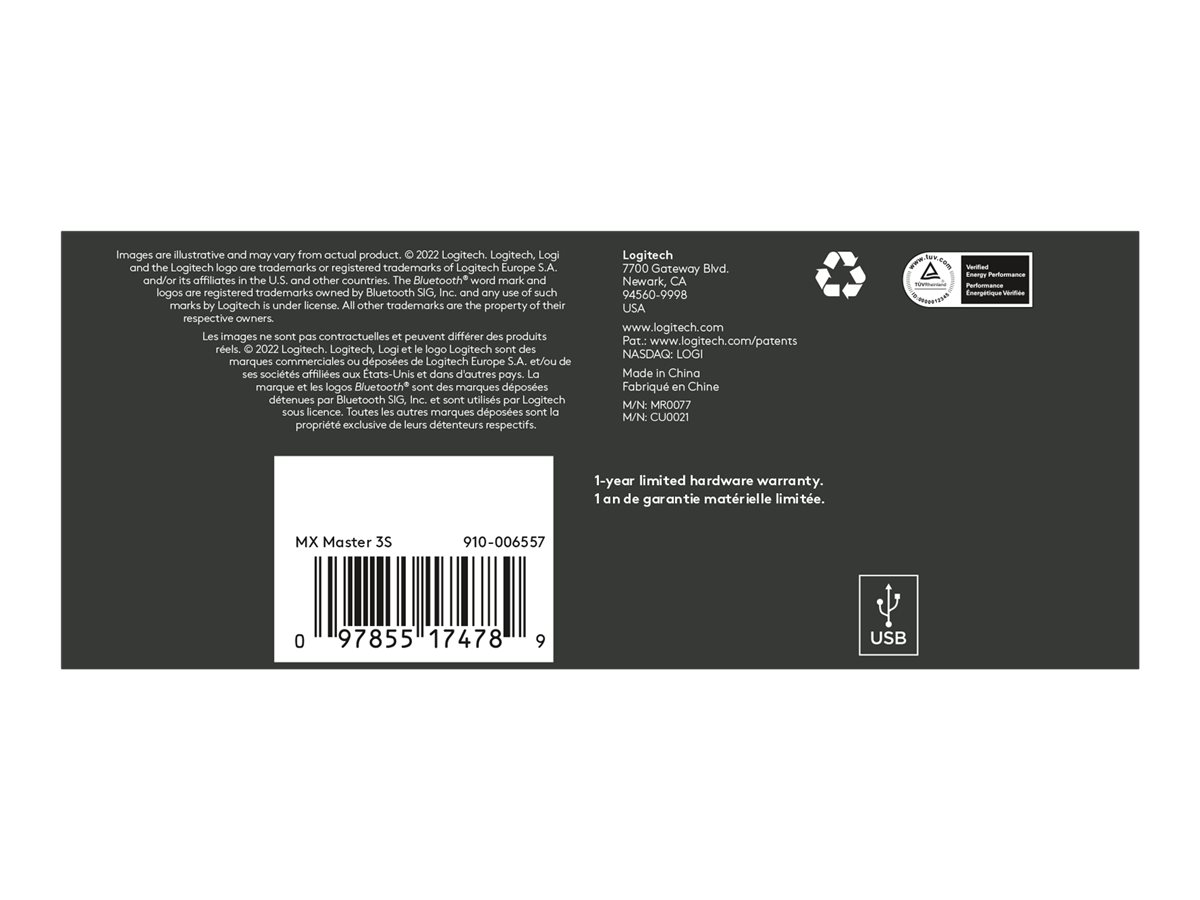Logitech Master Series MX Master 3S - Bluetooth Edition - Maus - Bluetooth - Graphite