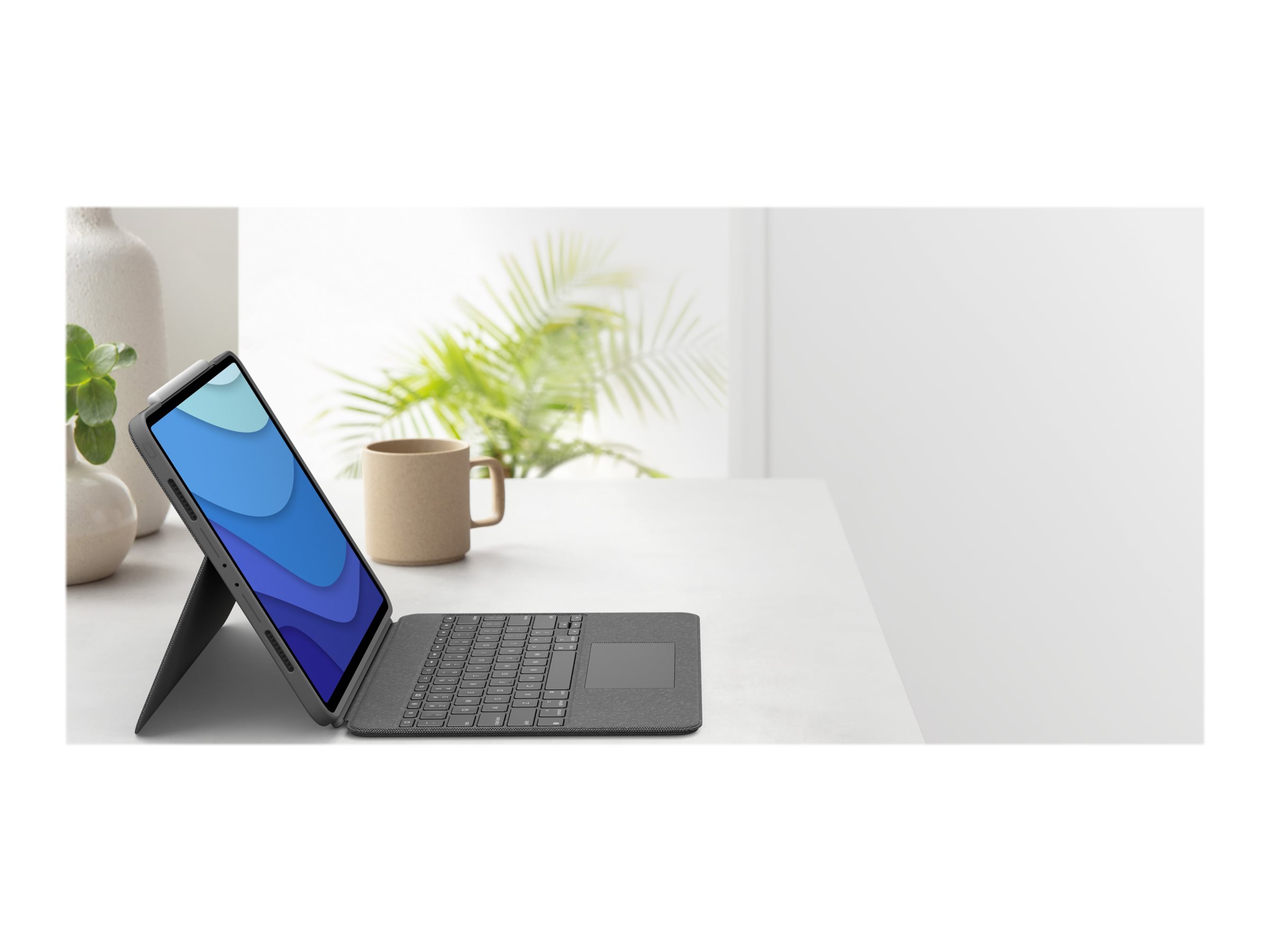 Logitech Combo Touch - Tastatur und Foliohülle - mit Trackpad - QWERTY - GB - Oxford Gray Eingabegerät