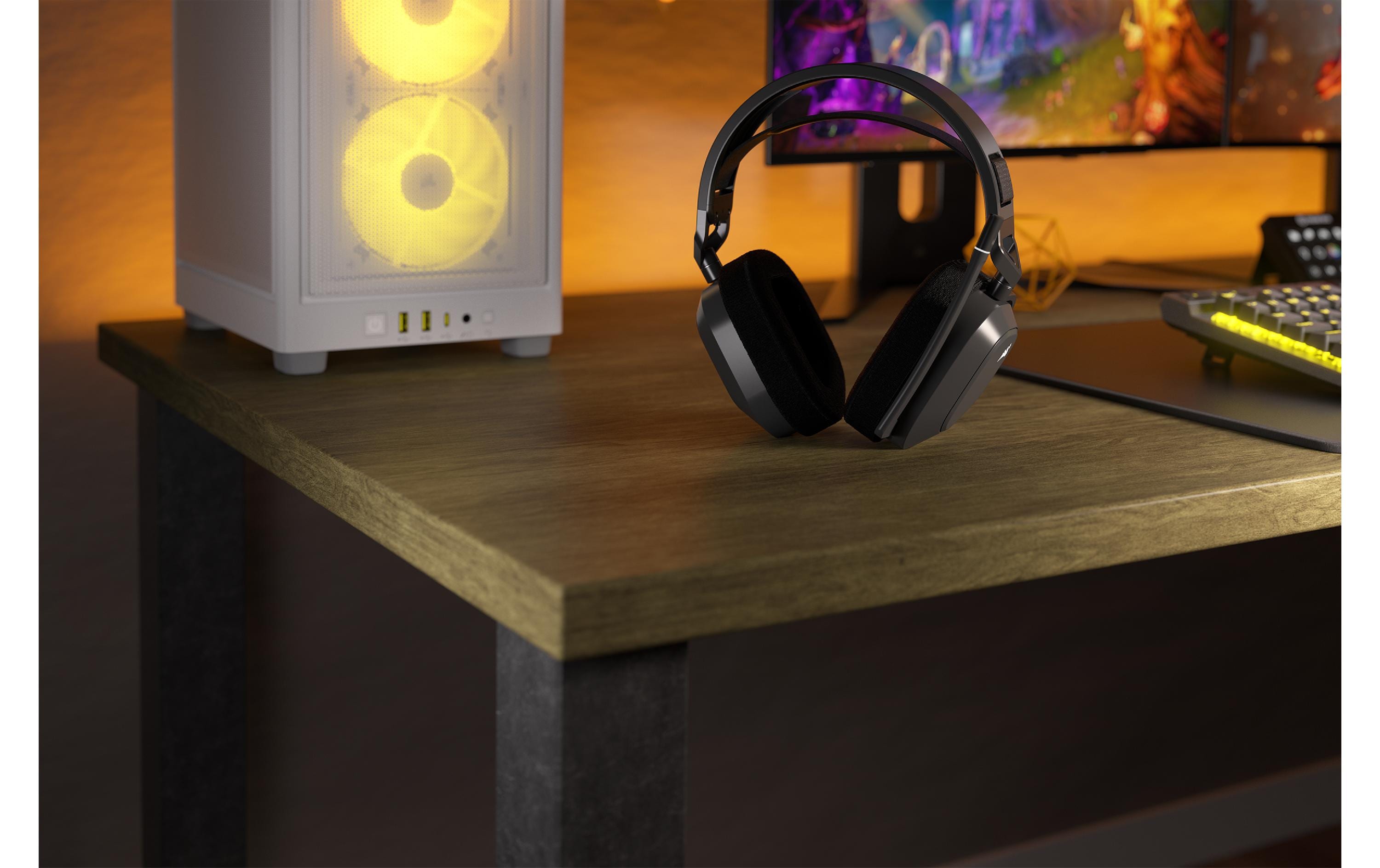 CORSAIR Gaming HS80 MAX WIRELESS - Headset - ohrumschließend - 2,4 GHz - kabellos - USB - Stahlgrau