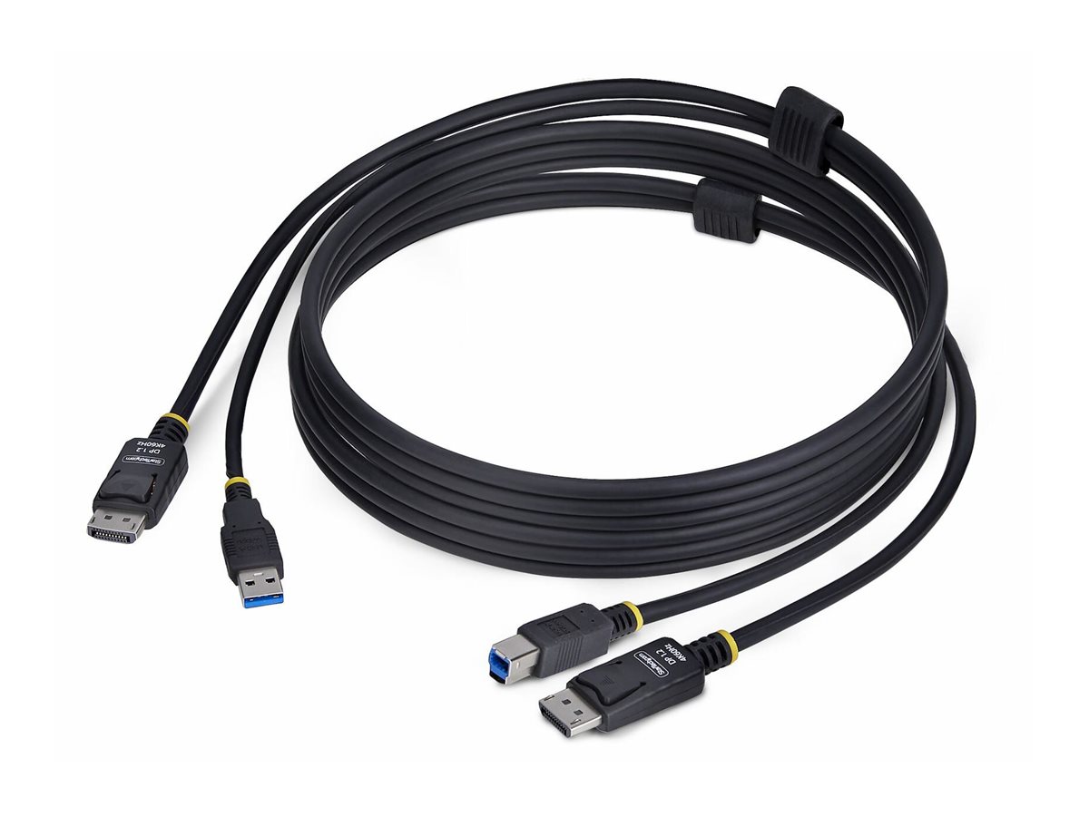 StarTech.com 6ft (1.8m) DisplayPort and USB 5Gbps KVM Cable - Tastatur- / Video- / Maus- (KVM-) Kabel - USB Typ A, DisplayPort (M) zu USB Type B, DisplayPort (M) - 1.8 m - Support von 4K 60 Hz, HDR10-Support - Schwarz