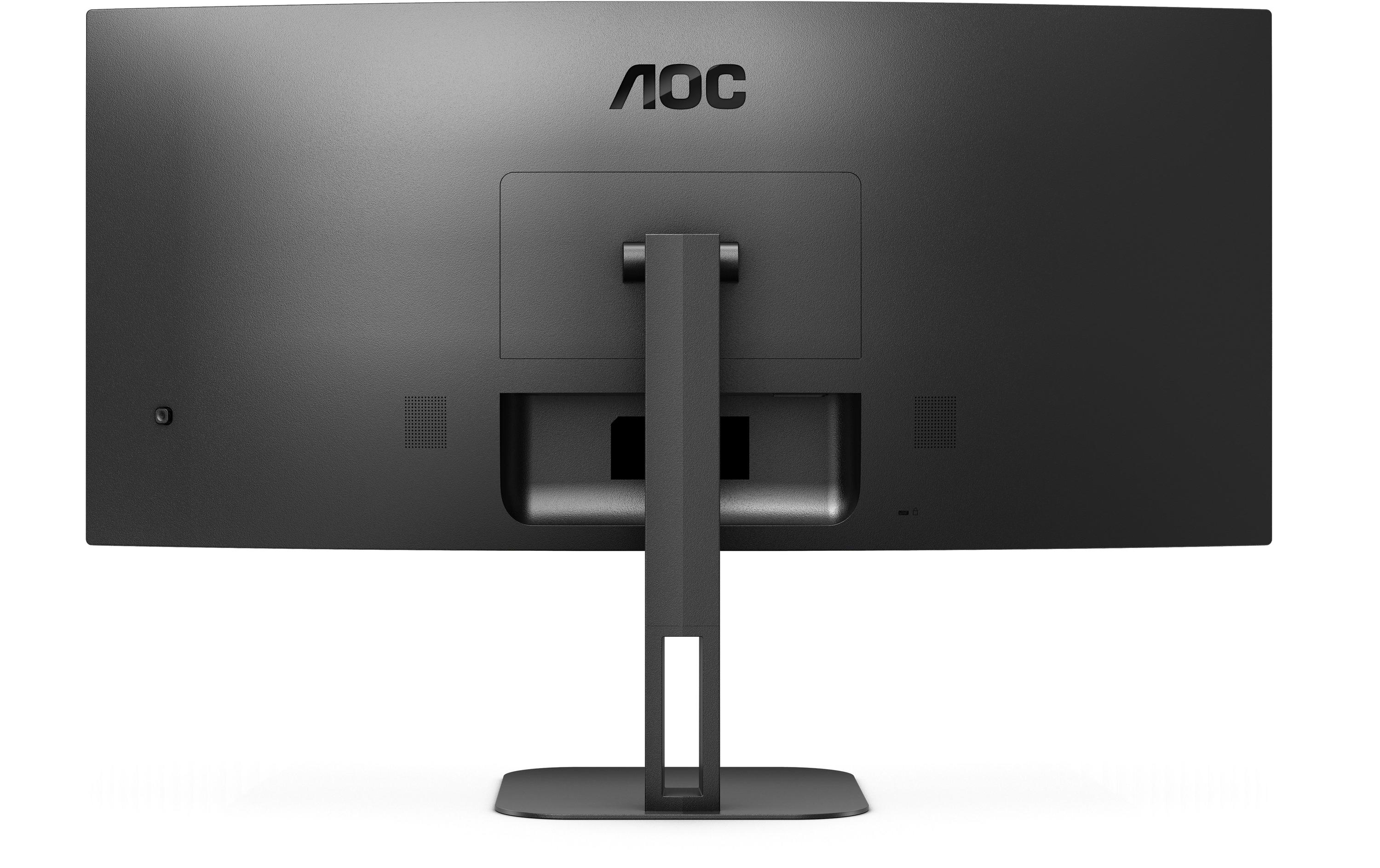 AOC Value-line CU34V5C/BK - V5 series - LED-Monitor - gebogen - 86.4 cm (34") - 3440 x 1440 WQHD @ 100 Hz - VA - 300 cd/m² - 3000:1 - 4 ms - HDMI, DisplayPort, USB-C - Lautsprecher - mattschwarz