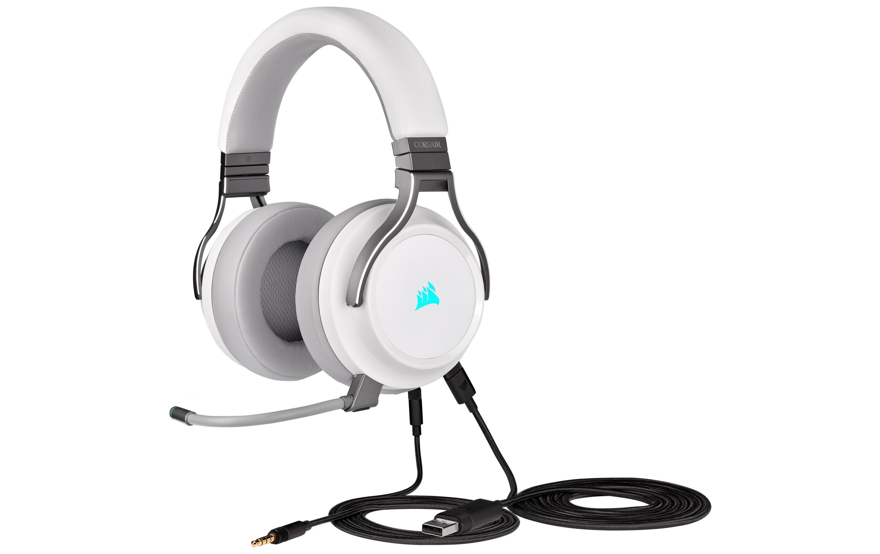 CORSAIR Gaming VIRTUOSO RGB - Headset - ohrumschließend - 2,4 GHz - kabellos - USB, 3,5 mm Stecker - weiß