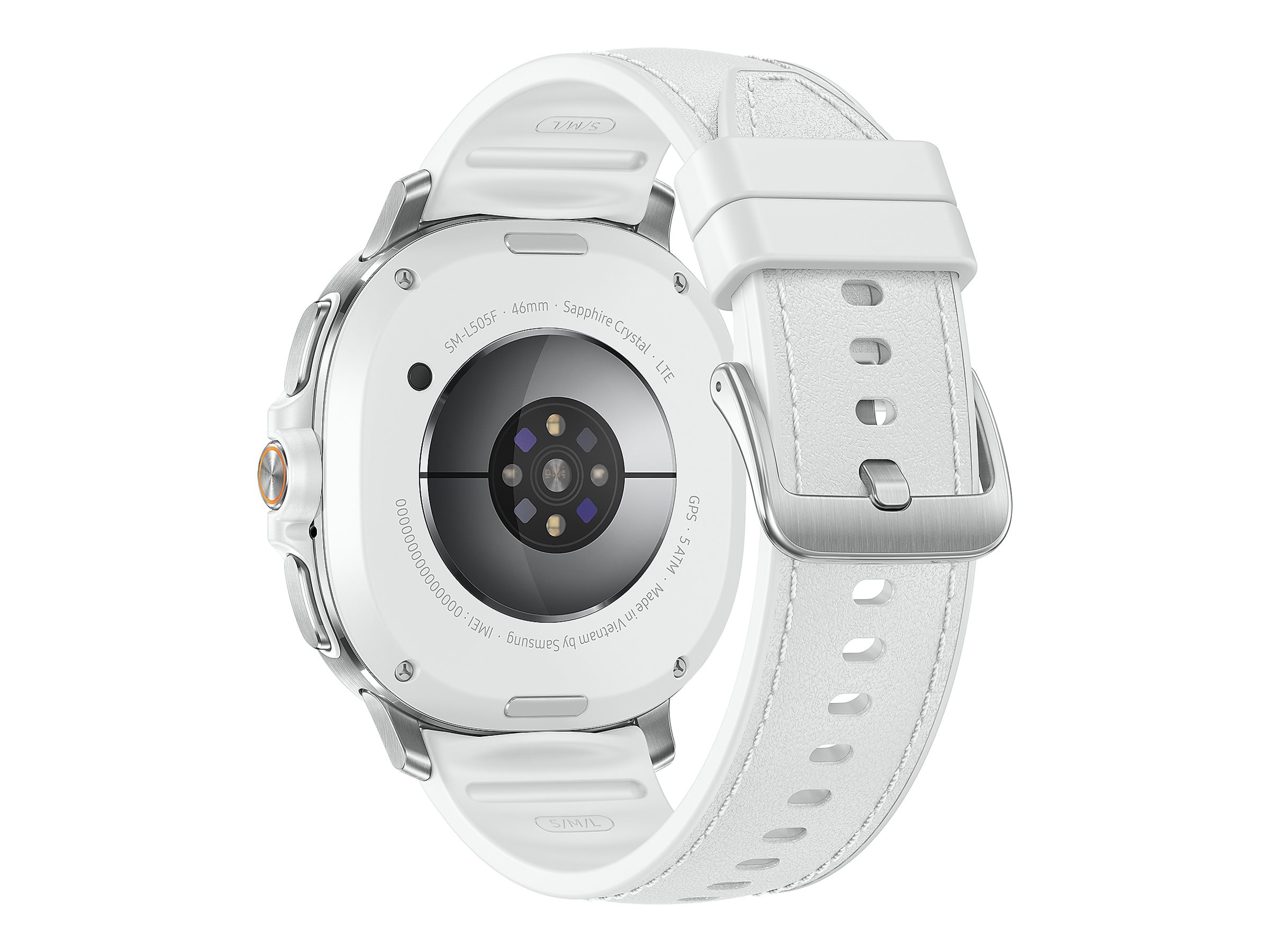 Samsung Galaxy Watch8 Classic - 46 mm - intelligente Uhr mit hybrid band - Hybrid-Eco-Leder - Bandgröße: S/M/L - Anzeige 3.4 cm (1.34") DE-Version (SM-L505FZWADBT)