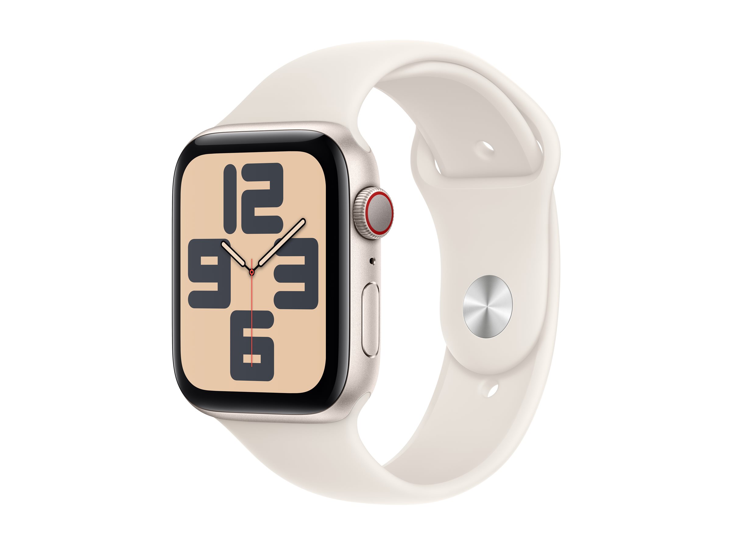Apple Watch SE GPS + Cellular 44mm Starlight Aluminium Case mit Starlight Sport Band - S/M (MXGT3QF/A)