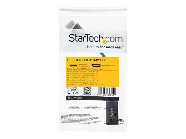 StarTech.com DisplayPort auf HDMI 4k @ 30Hz Adapter - DP 1.2 zu HDMI Video und Audio aktiv Konverter 1080p @ 60Hz für Computer / Laptop - Videokonverter