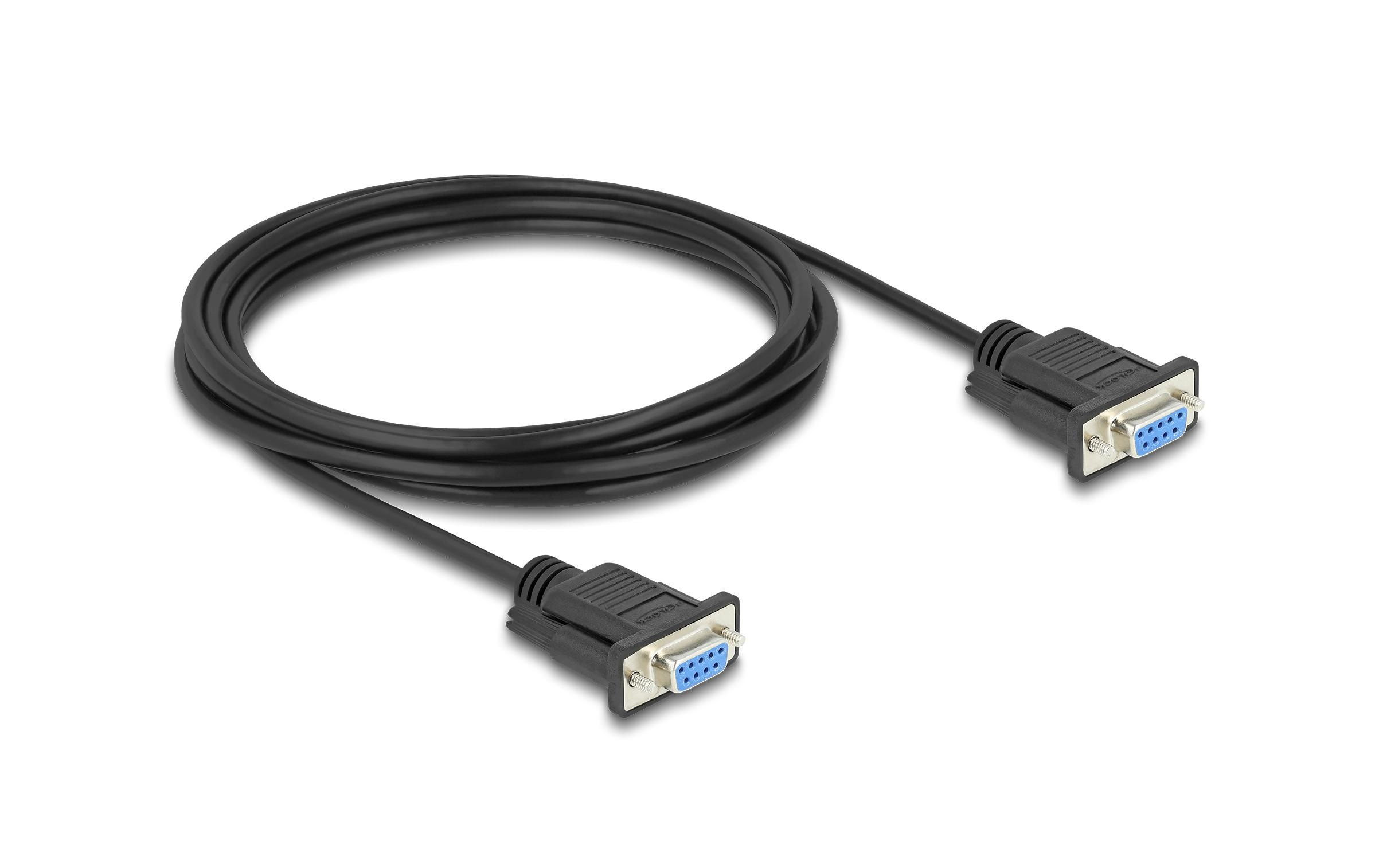 Delock - Serielles RS-232-Kabel - DB-9 (W) schraubbar zu DB-9 (W) schraubbar - 3 m - 5 mm - Schwarz