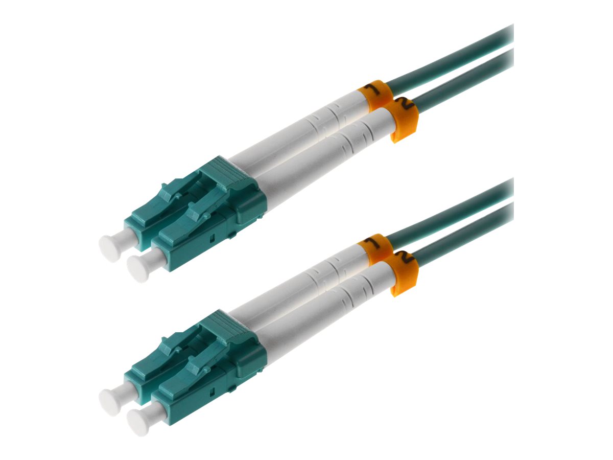 Helos - Patch-Kabel - LC Multi-Mode (M) bis LC Multi-Mode (M) - 1 m - Glasfaser - Duplex - 50/125 Mikrometer - OM3 - Aquamarin
