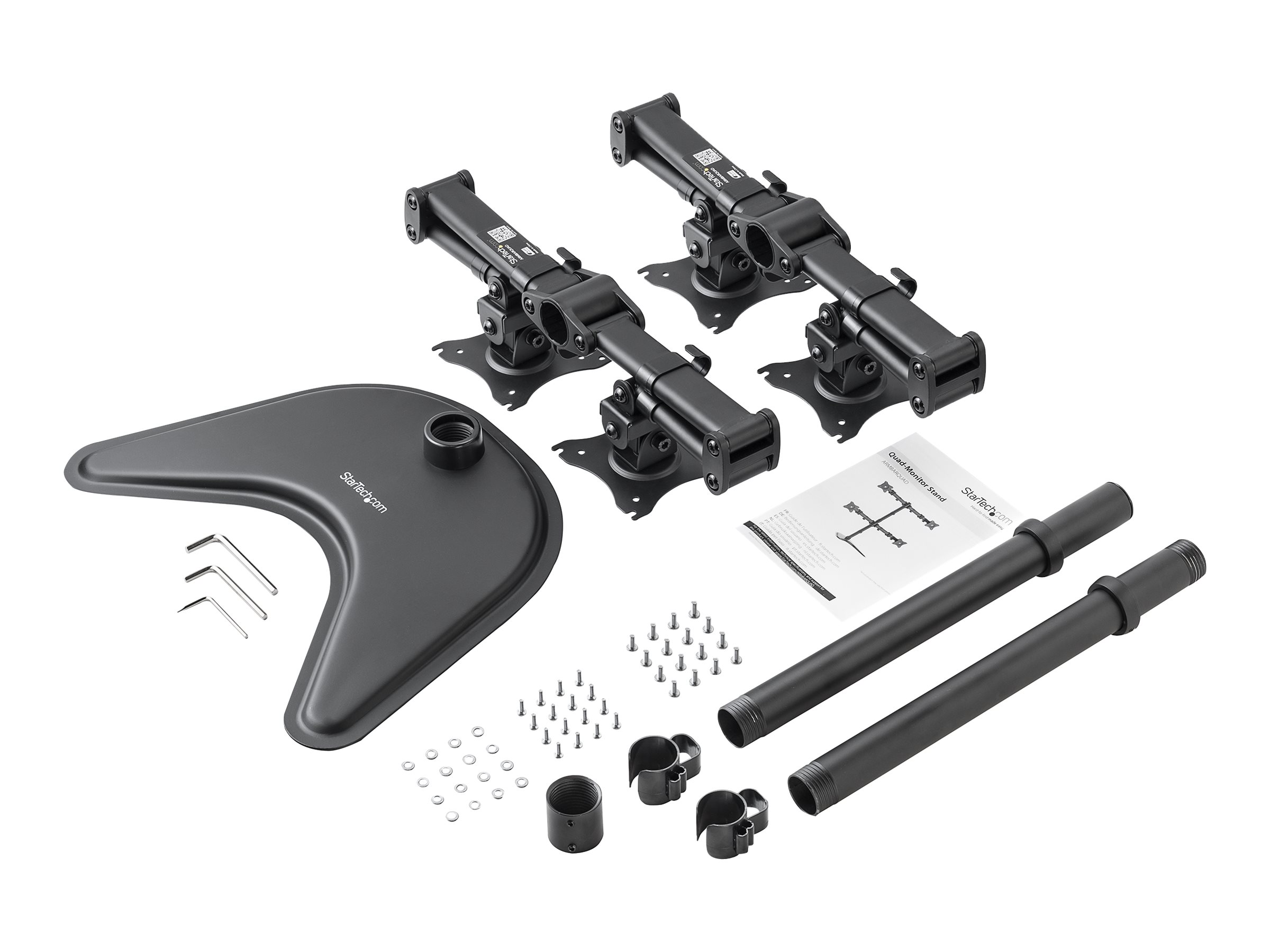 StarTech.com Vierfach-Monitorhalter - Schwenkbar - Verstellbarer 4 Monitorständer - Für VESA Monitore bis zu 27 Zoll (8 Kg) Aufstellung - für 4 Monitore - Schwarz
