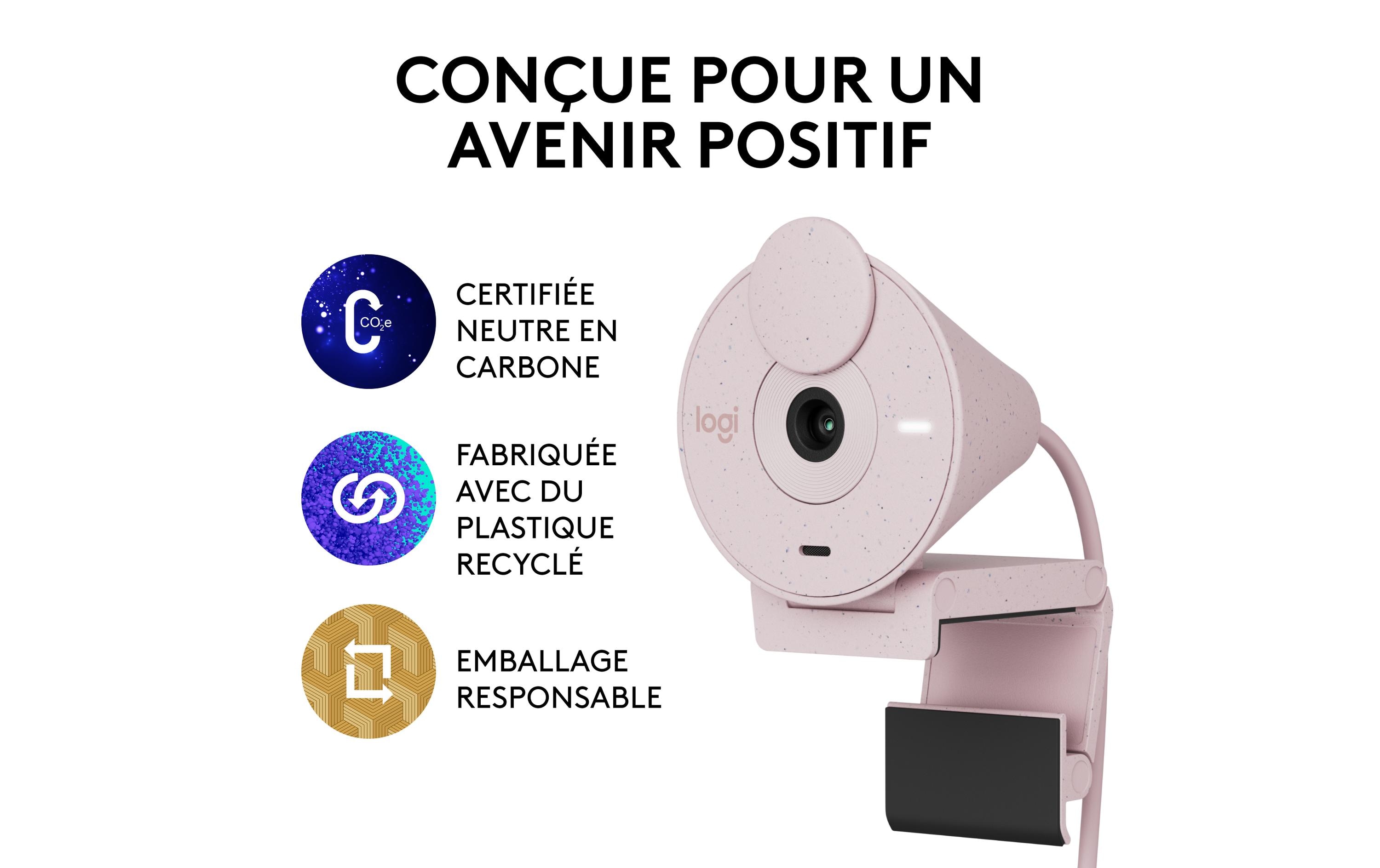 Logitech BRIO 300 - Webcam - Rose - 2 MP - 1920 x 1080 - 1080p, 720p - Audio - USB-C