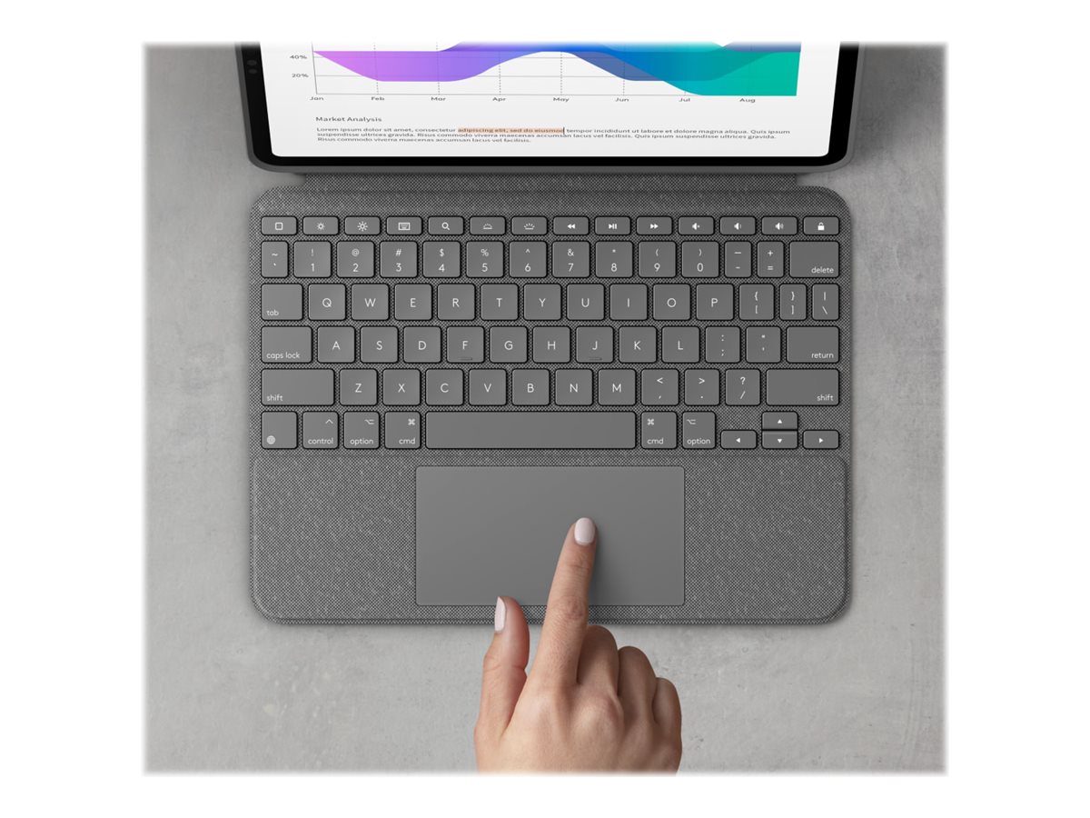 Logitech Combo Touch - Tastatur und Foliohülle - mit Trackpad - QWERTY - US International - Oxford Gray Eingabegerät