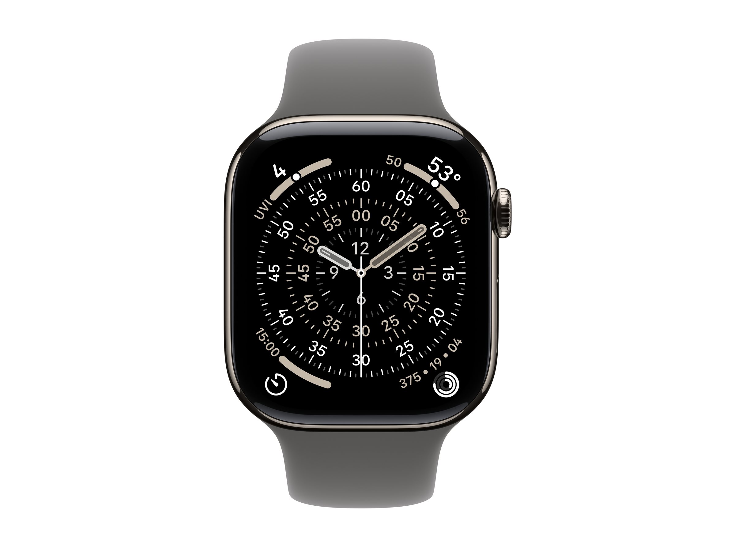 Apple Watch Series 11 GPS + Cellular 46mm Natural Titanium Case with Stone Grey Sport Band - S/M