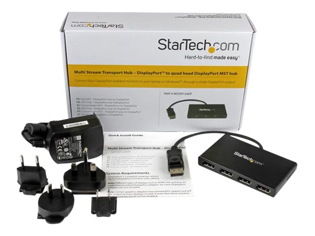 StarTech.com 4-Port Multi Monitor Adapter - DisplayPort 1.2 MST-Hub - 4x 1080p - DisplayPort Video-Splitter für erweiterte Desktop-Modi auf Windows-PCs - DP zu Quad DP-Monitoren (MSTDP124DP) - Video-Verteiler - 4 Anschlüsse