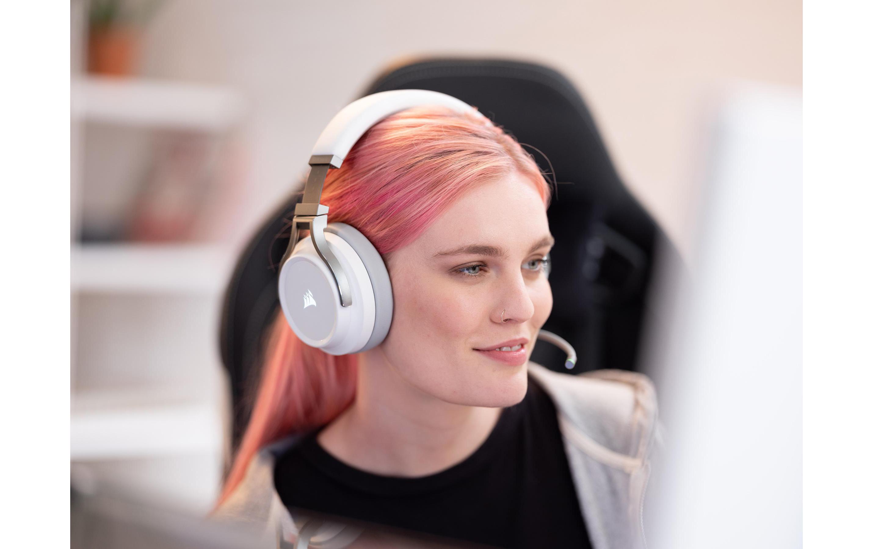 CORSAIR Gaming VIRTUOSO RGB - Headset - ohrumschließend - 2,4 GHz - kabellos - USB, 3,5 mm Stecker - weiß