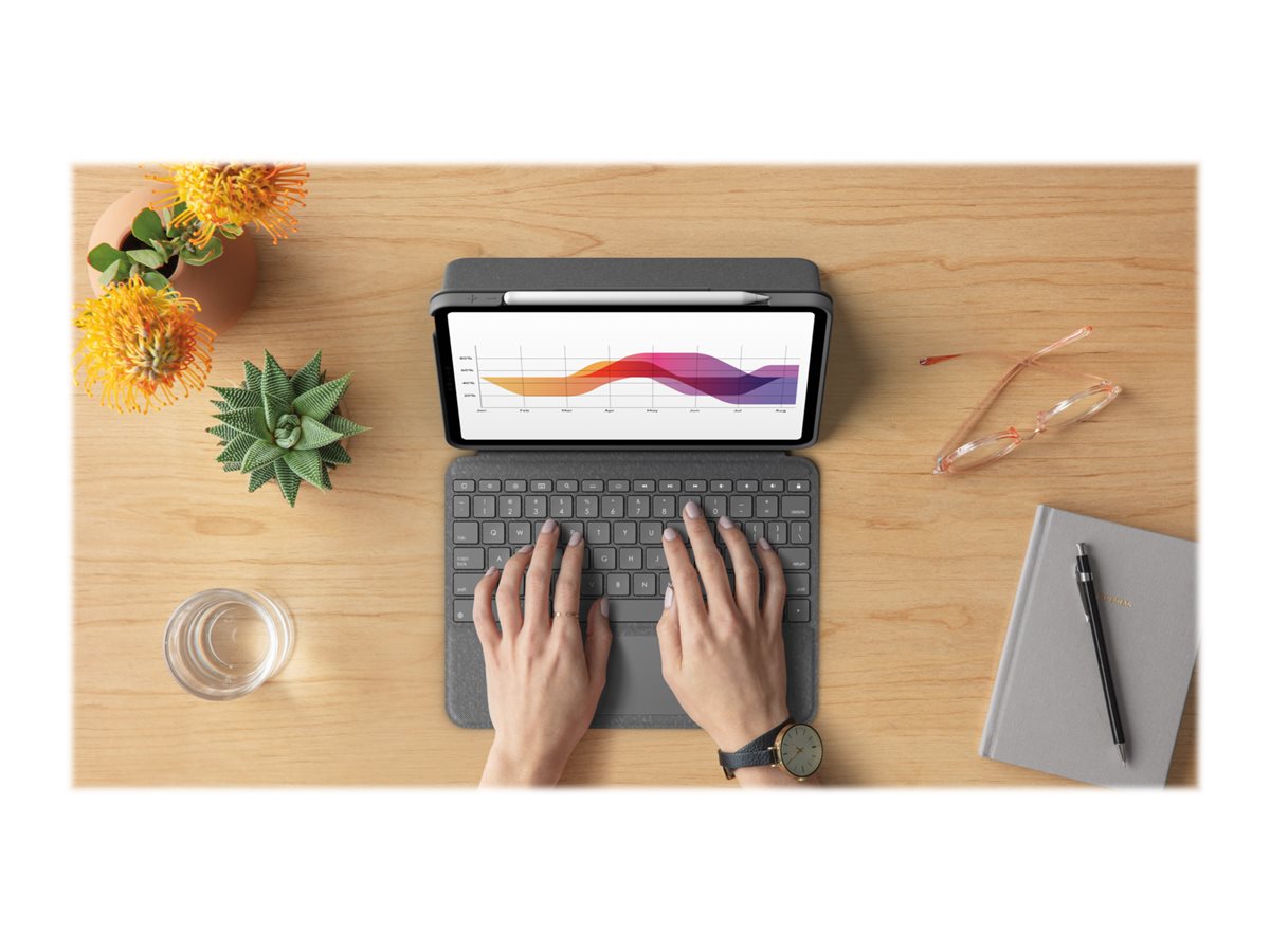 Logitech Folio Touch - Tastatur und Foliohülle - mit Trackpad - QWERTY - GB - Oxford Gray Eingabegerät