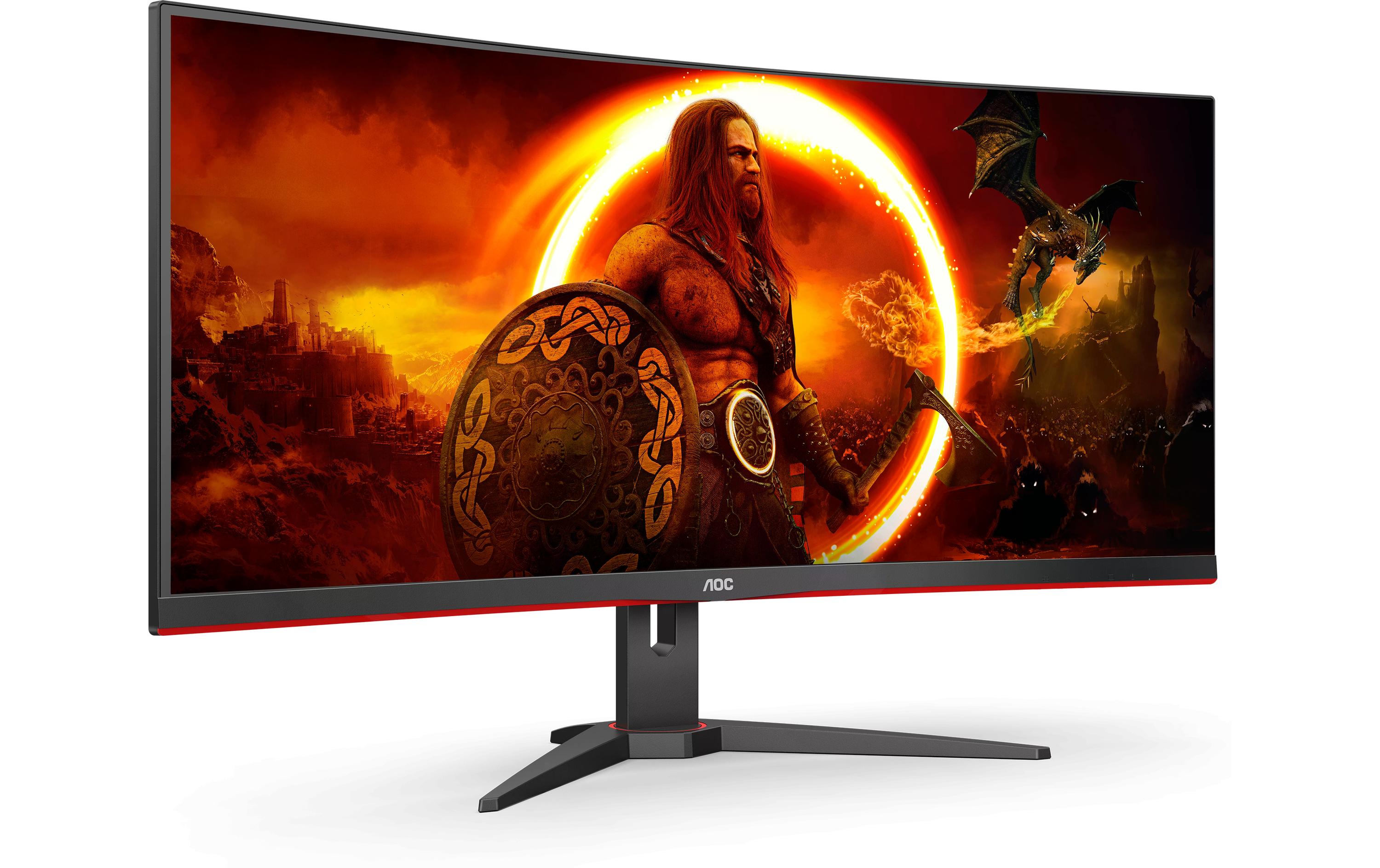 AOC Gaming CU34G2XE/BK - LED-Monitor - Gaming - gebogen - 86.4 cm (34") - 3440 x 1440 WQHD @ 144 Hz - VA - 4000:1 - HDR10 - 1 ms - HDMI, DisplayPort - Schwarz, Rot