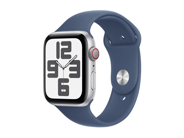 Apple Watch SE GPS + Cellular 44mm Silver Aluminium Case mit Denim Sport Band - S/M (MXGP3QF/A)