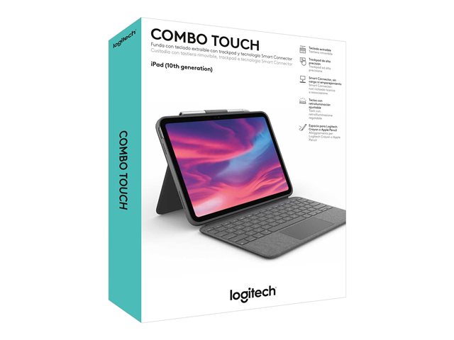 Logitech Combo Touch Detachable Keyboard Case for iPad (10th gen) - Tastatur und Foliohülle - mit Trackpad - QWERTY - US International - Oxford Gray Eingabegerät