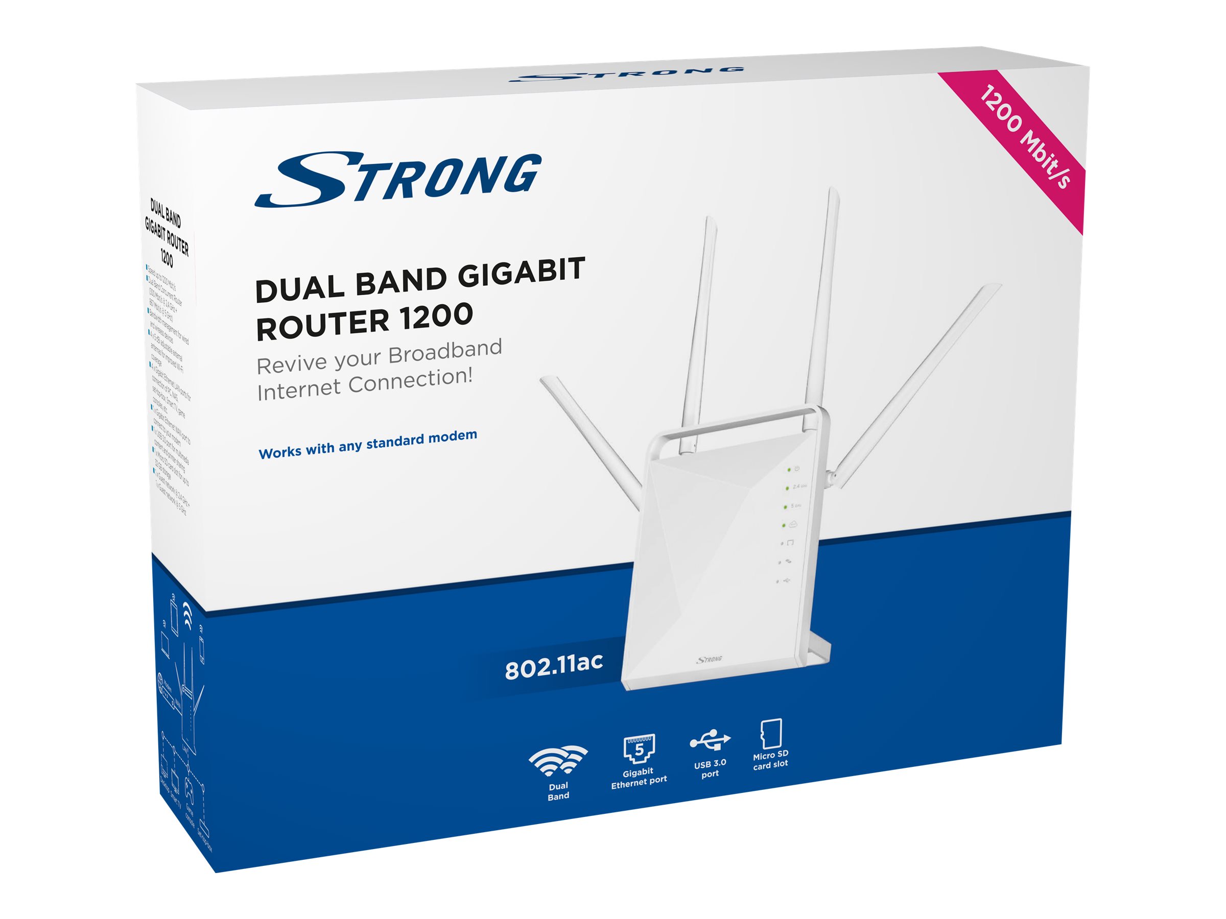 Strong Dual Band Gigabit Router 1200 - Wireless Router - Wi-Fi 5 - Desktop