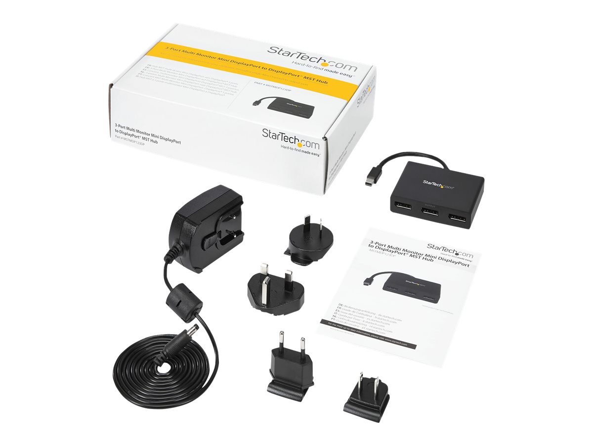 StarTech.com Mini DisplayPort 1.2 auf DisplayPort MST Hub - Triple Head mDP/ DP Multi Stream Transport - DisplayPort Verteiler - Video-Verteiler - 3 Anschlüsse