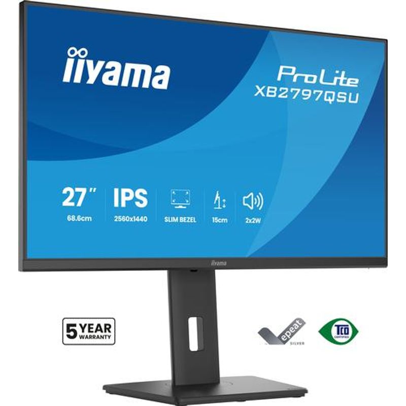 Iiyama ProLite XB2797QSU-B1 27" QHD IPS-Monitor 2560x1440 75Hz 2xHDMI Schwarz