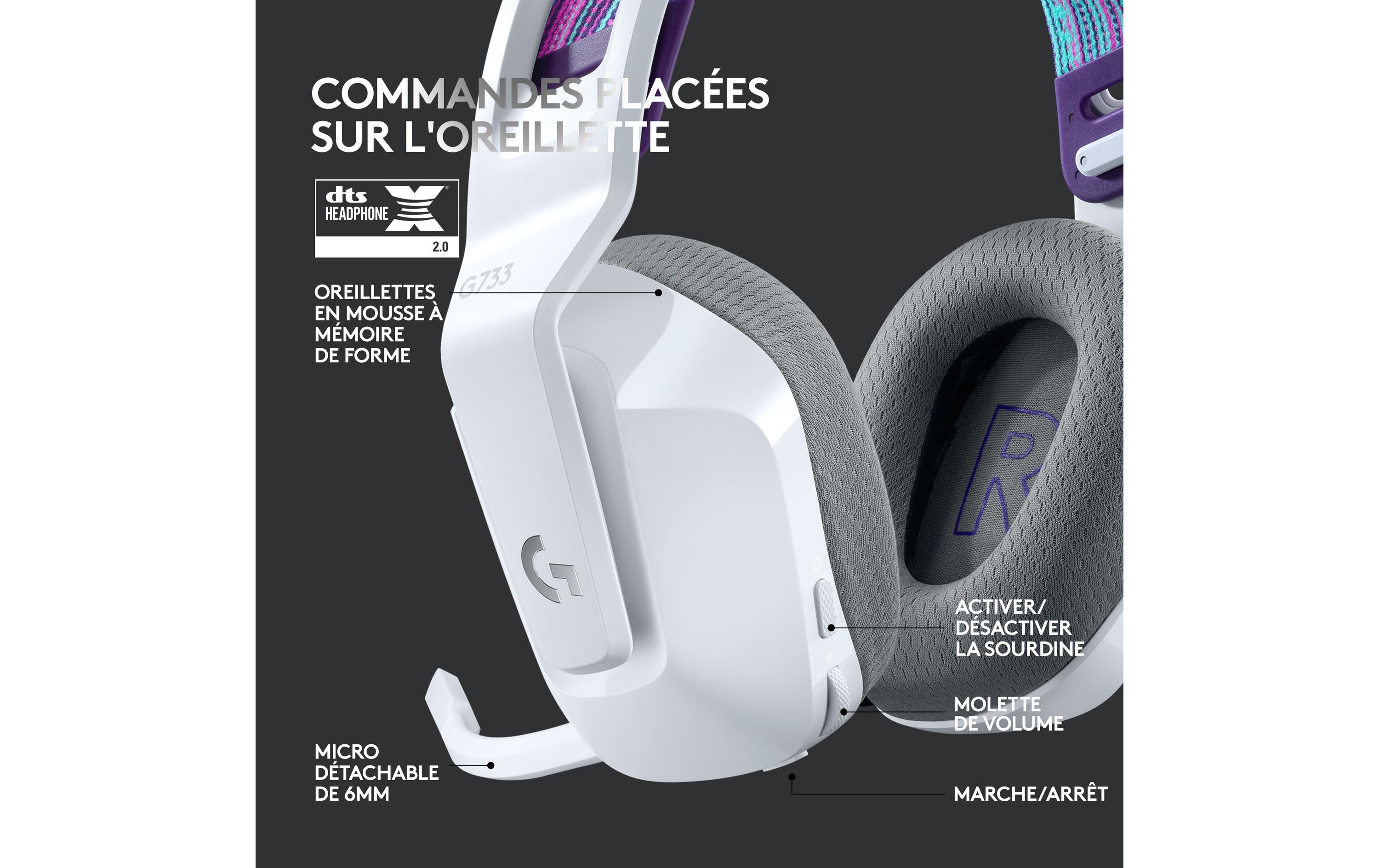Logitech G G733 LIGHTSPEED Wireless RGB Gaming Headset - Headset - ohrumschließend - 2,4 GHz - kabellos - weiß