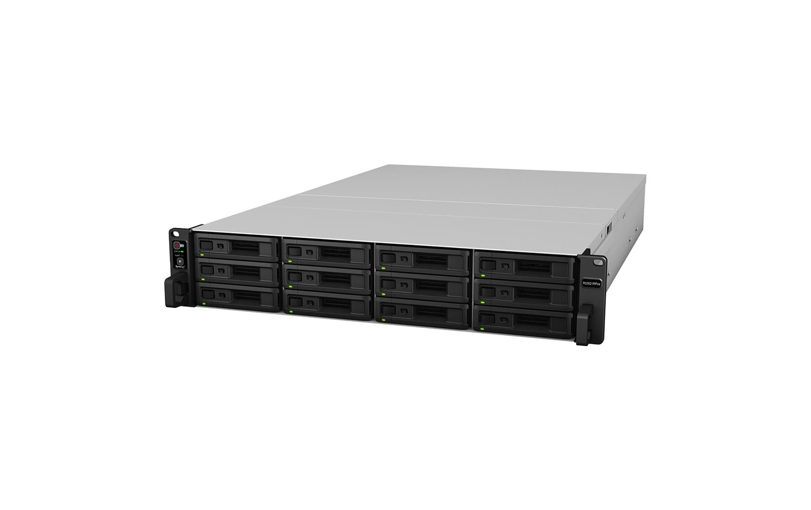 Synology RackStation RS3621RPxs - NAS-Server - 12 Schächte - Rack - einbaufähig - SATA 6Gb/s - RAID 0, 1, 5, 6, 10, JBOD, 5 Hot Spare, 6 Hot Spare, 10-Hot-Spare, 1 Hot-Spare, RAID F1, F1 Hot Spare - RAM 8GB - Gigabit Ethernet - iSCSI - 2U (RS3621RPXS)