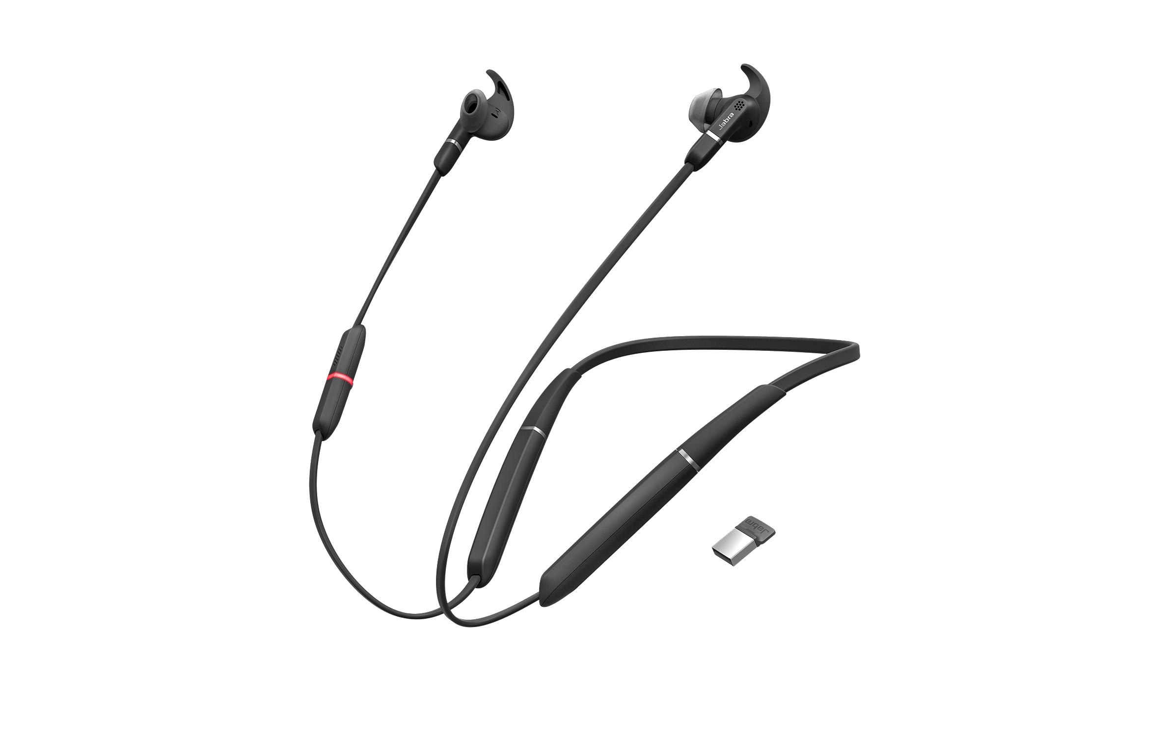 Jabra Evolve 65e MS - Ohrhörer mit Mikrofon - im Ohr - hinter dem Nacken angebracht - Bluetooth - kabellos - USB - Geräuschisolierung