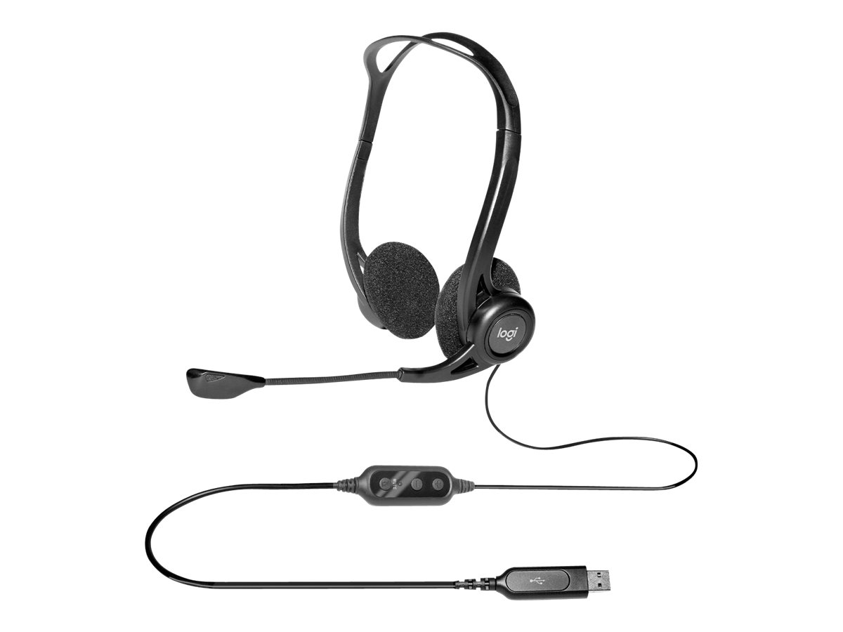 Logitech 960 USB Headset, On-Ear, Schwarz, Kabelgebunden, (981-000100)