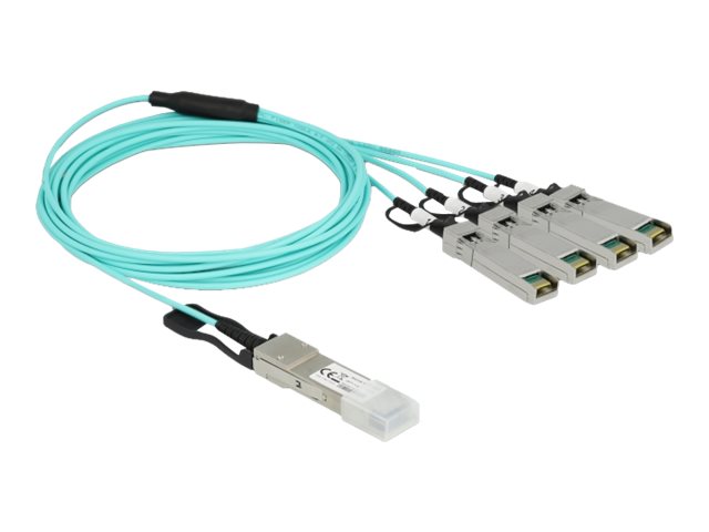 Delock - Ethernet 40 GBase-AOC-Kabel - QSFP+ (M) zu SFP+ (M) - 3 m - 3 mm - SFF-8436 - Active Optical Cable (AOC) - Aquamarin