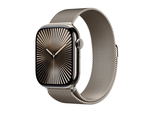 Apple Watch Series 10 GPS + Cellular 46mm Natural Titanium Case mit Natural Milanese Band - M/L (MWYC3QF/A)