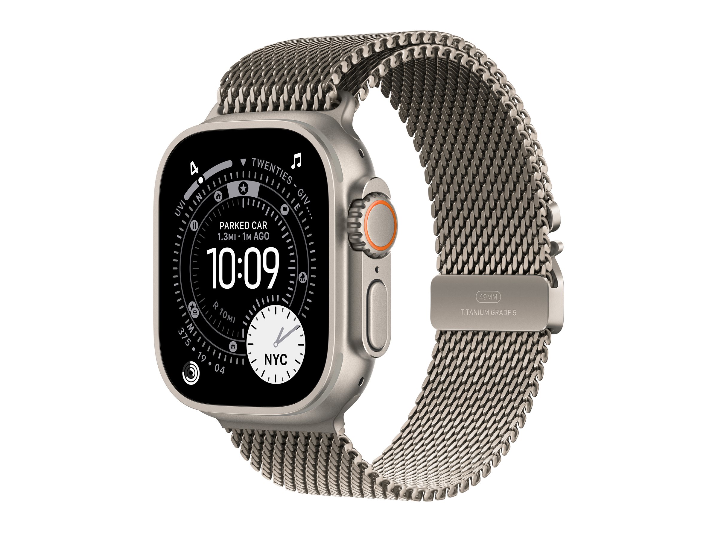 Apple Watch Ultra 3 GPS + Cellular 49mm Natural Titanium Case with Natural Titanium Milanese Loop - Large