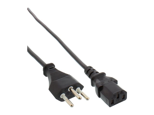 InLine - Stromkabel - SEV 1011 (M) bis IEC 60320 C13 - 250 V - 10 A - 5 m - Schwarz - Schweiz