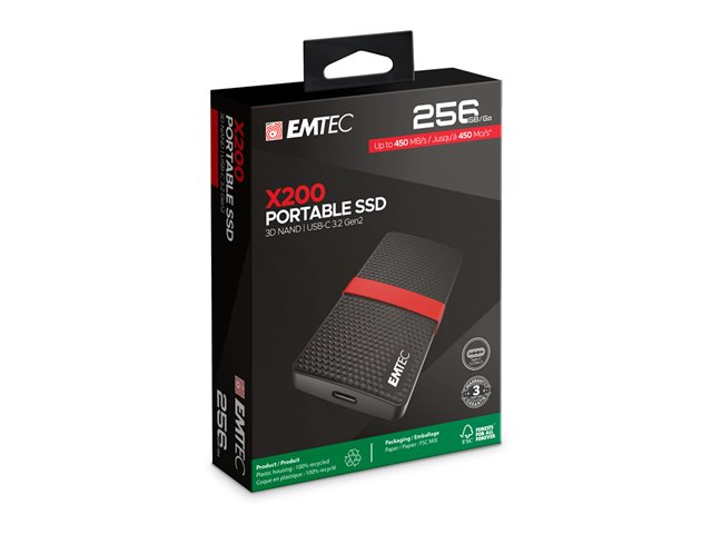 EMTEC SSD Power Plus X200 - SSD - 256 GB - USB 3.2 Gen 1
